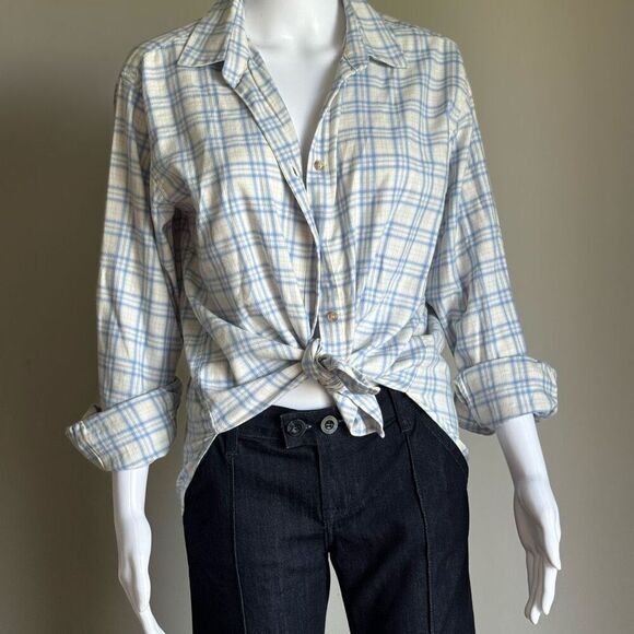 Uniqlo Blue & White Plaid Button Down Shirt Size L - Picture 3 of 6
